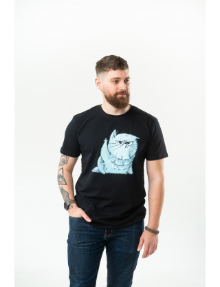 Футболка "Кіт Едді" чорна Картинка Футболка "Кіт Едді" чорна